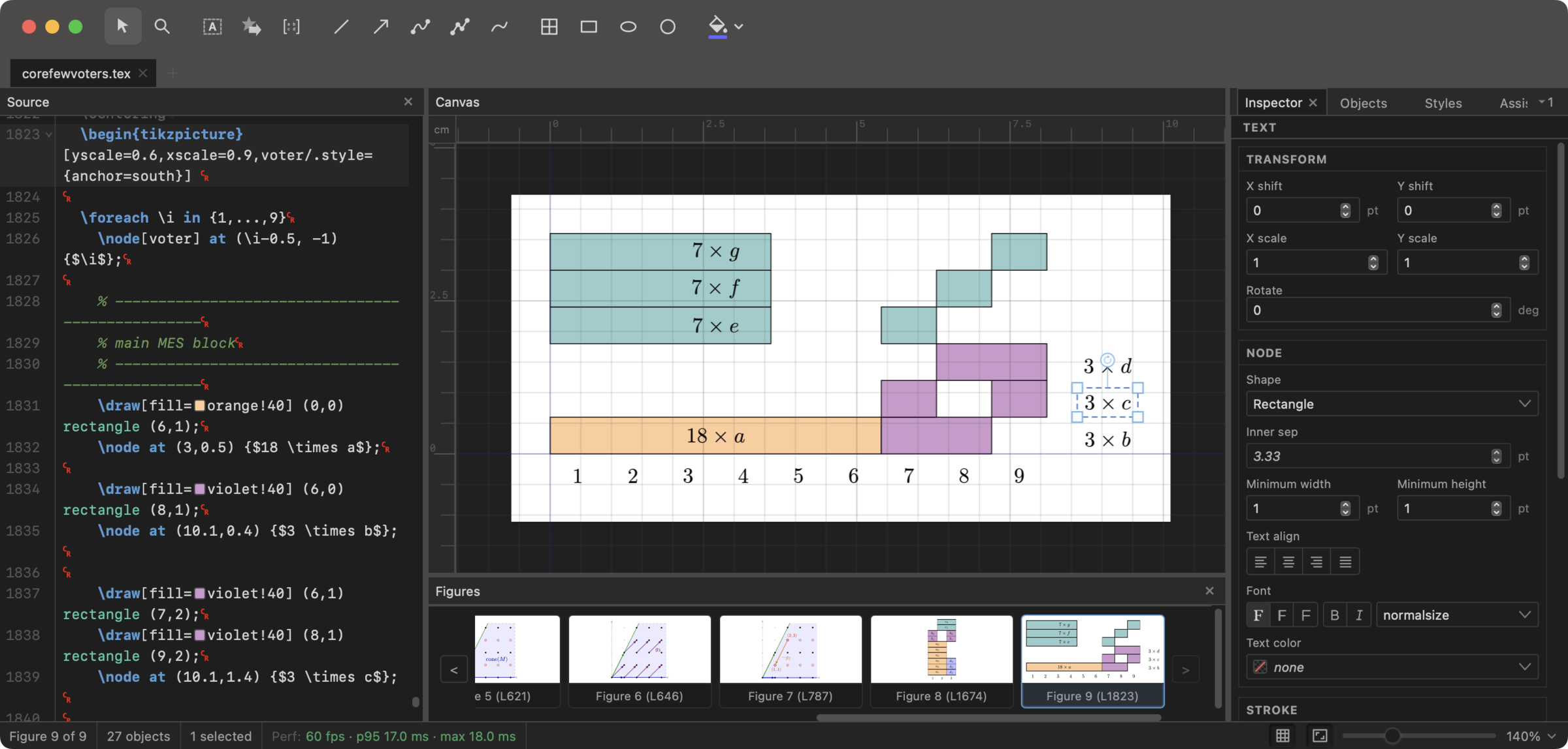 Image 2: TikZ Editor showing a multi-figure TeX paper with figure previews
